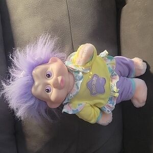 Vtg CELESTIA Magic Trolls PLUSH Doll BABY Purple HAIR Clothes APPLAUSE Star MOON